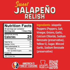 Two 15 oz jars of Ragin' Cajun Sweet Jalapeño Relish in the package