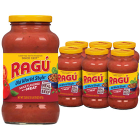RAGÚ Old World Style Sauce with Meat jar front shows classic flavor for pasta
