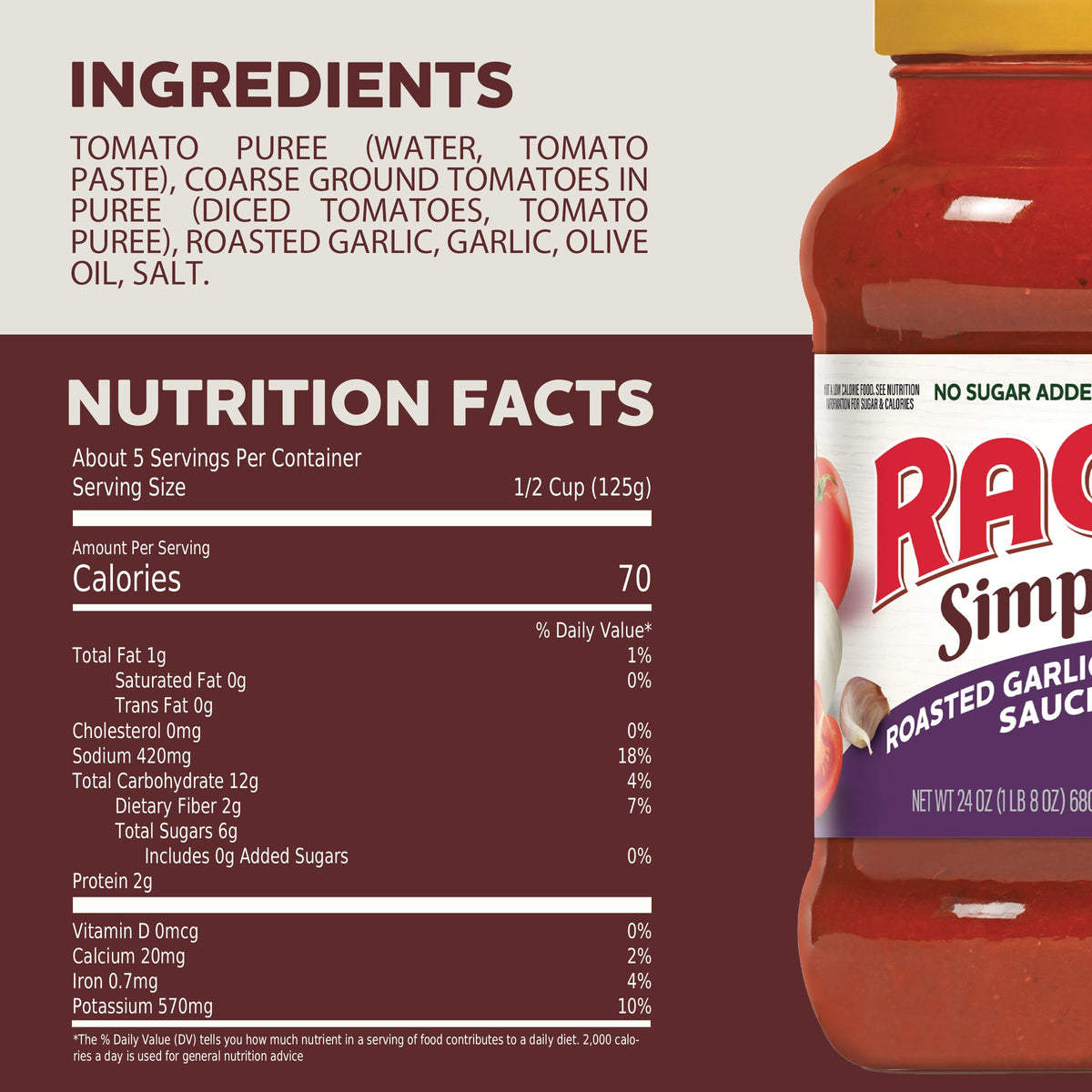 RAGÚ Simply Roasted Garlic sauce layered in lasagna with ricotta