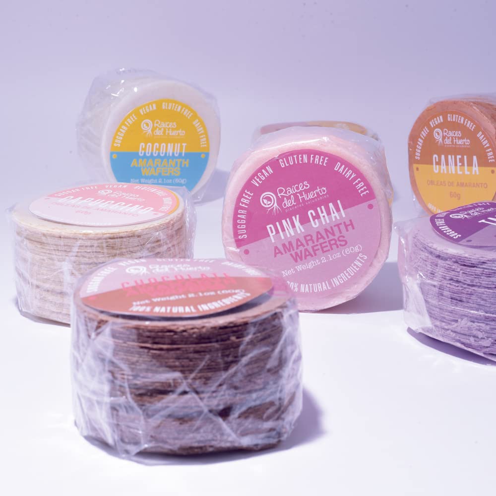 Raíces del Huerto Amaranth Wafers traditional close-up texture, light and crisp.