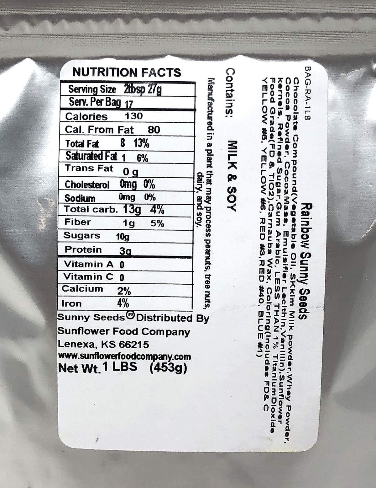 Rainbow Sunny Seeds chocolate-coated bites ideal for breakfast bowls.