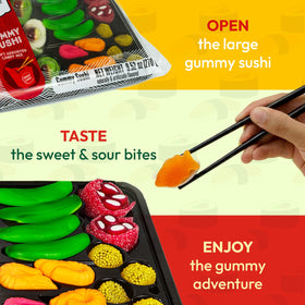 Raindrops sushi candy pieces arranged for party table display and easy serving.