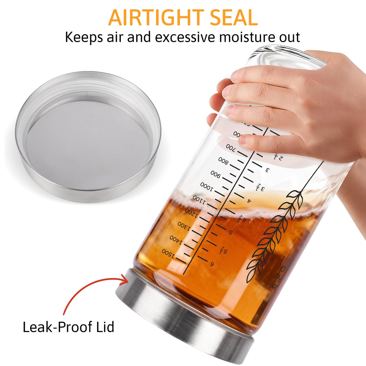 Rakovar 57oz jar with cloth cover for breathable starter protection.