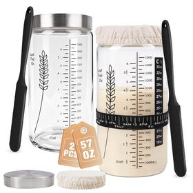 Rakovar sourdough starter jars two-pack with 57oz capacity for multiple loaves.
