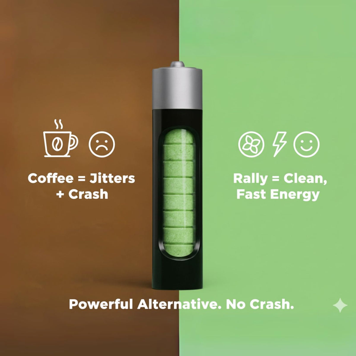Rally Energy caffeine mint close-up texture showcases the frosty peppermint surface.
