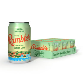 RAMBLER AUTX sparkling water with lemon-lime and Texas limestone notes for a crisp finish.