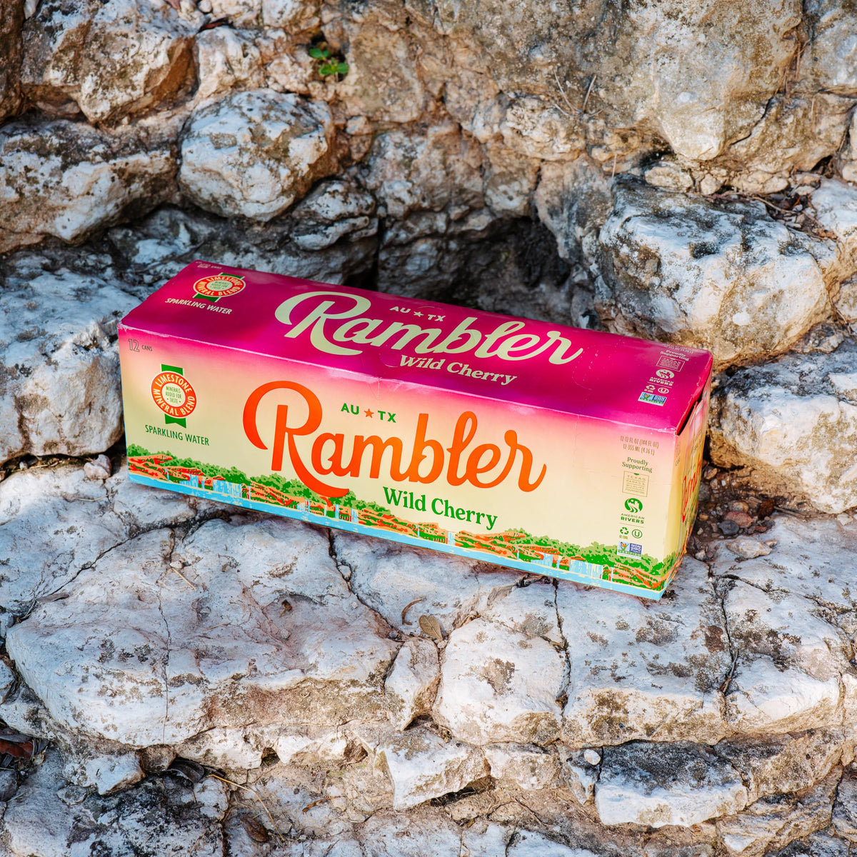 RAMBLER AUTX can in hand for a refreshing, convenient hydration during activities