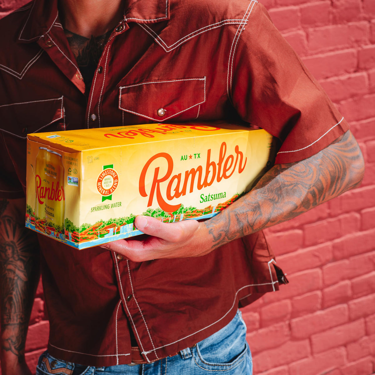 RAMBLER AUTX satsuma flavor bottle label promises bright citrus aroma.