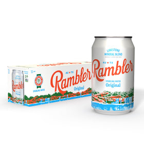 RAMBLER AUTX sparkling water bottle pour shows balanced minerals for refreshing hydration