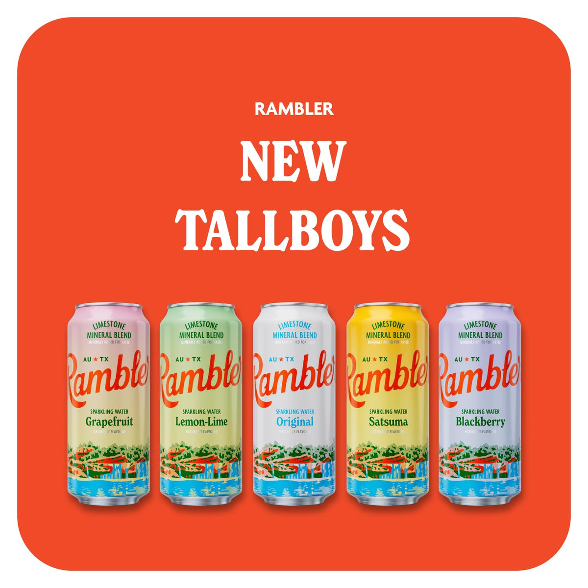 Rambler AUTX tallboy can with visible bubbles and smooth mouthfeel.