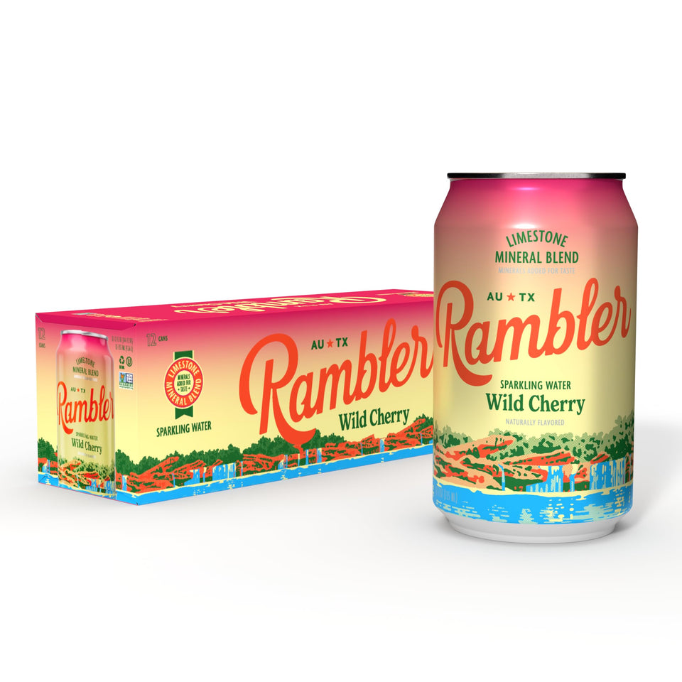 RAMBLER AUTX wild cherry 12oz can for a refreshing workout or daily hydration