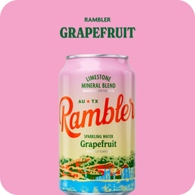 RAMBLER grapefruit flavor can label highlighting true Texas grapefruit notes.
