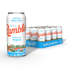 Rambler sparkling water bottle featuring Texas limestone filtration for a crisp, balanced taste