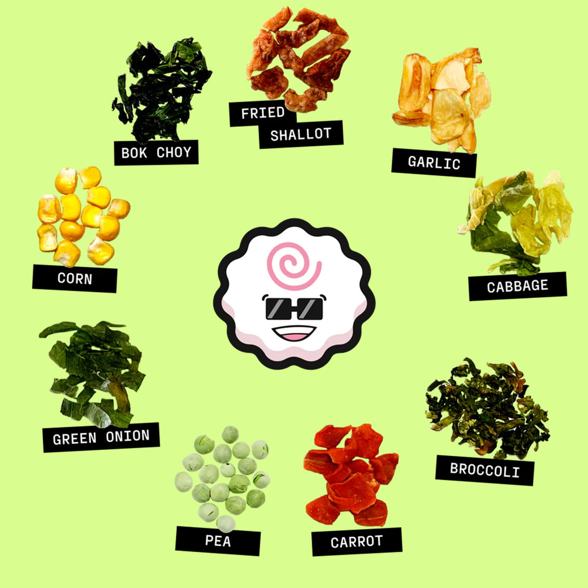 Ramen Bae No Fungus Among Us mix dried vegetables add texture and color.