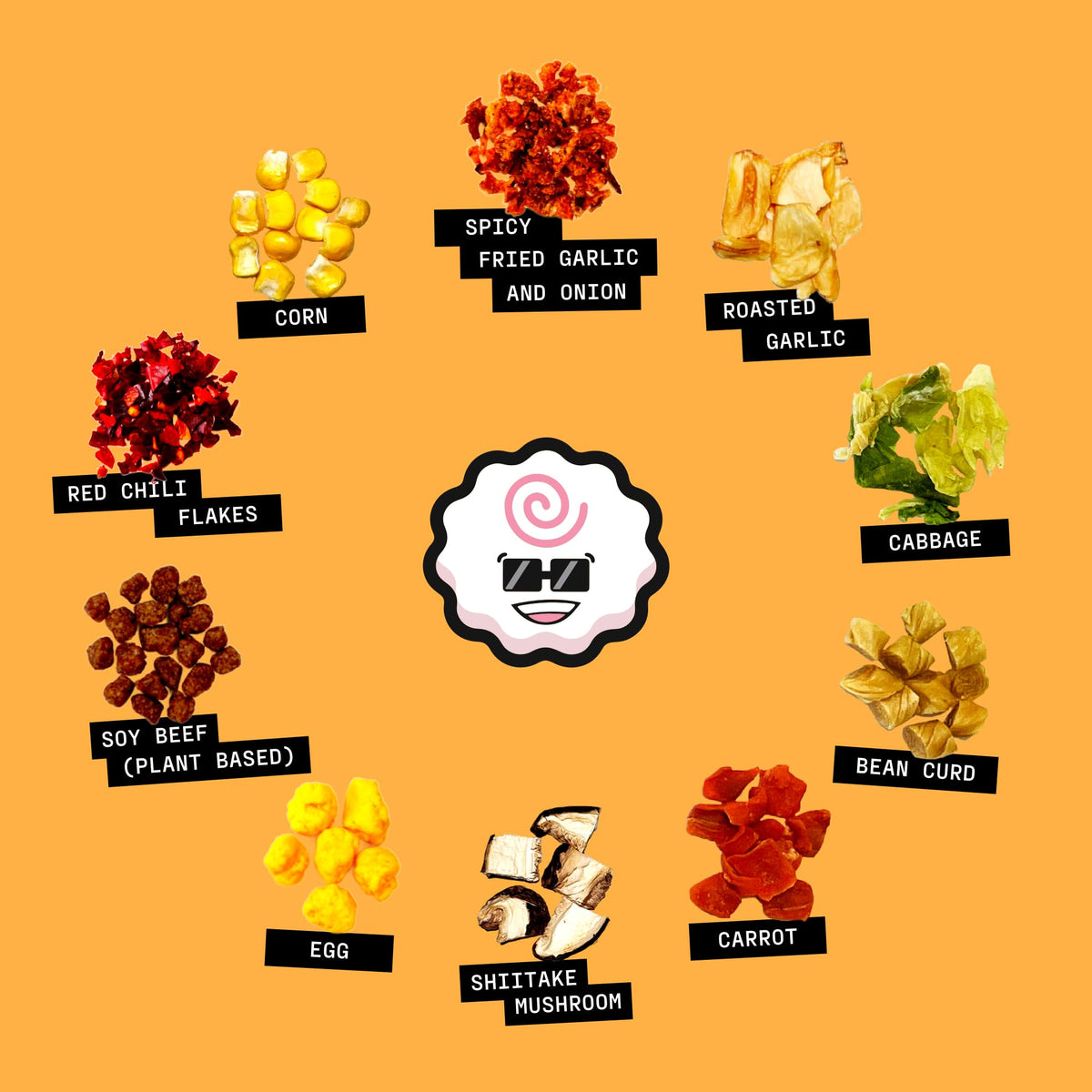 Chili flakes pack alongside Ramen Bae mix for adjustable heat