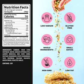 Ramen Bae Veggie Mix ingredients shot emphasizes dehydrated veggies.