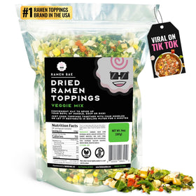 Ramen Bae Veggie Mix pack front view showing colorful toppings for quick noodles.