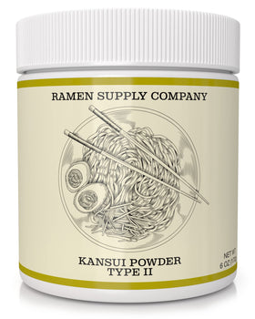Ramen Supply Company Kansui Powder Type 2 6oz bottle for medium noodles.