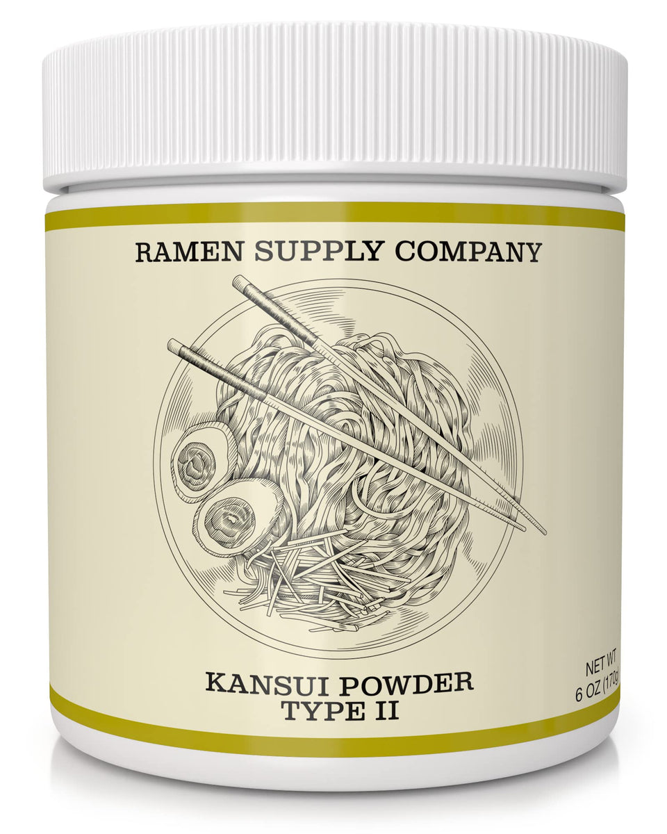 Ramen Supply Company Kansui Powder Type 2 6oz bottle for medium noodles.