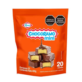 Ramo Chocoramo Mini Cake with chocolate coating, a chocolatey treat.
