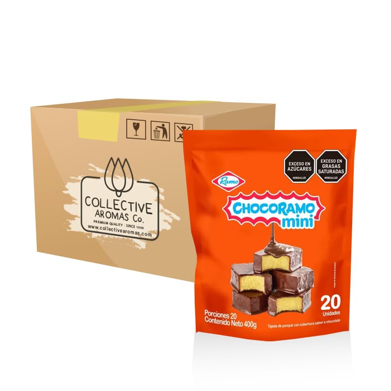 Ramo mini golden sponge cake, smooth chocolate coating ready to enjoy.