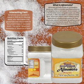 Rani Ajinomoto label close up shows kosher vegan options