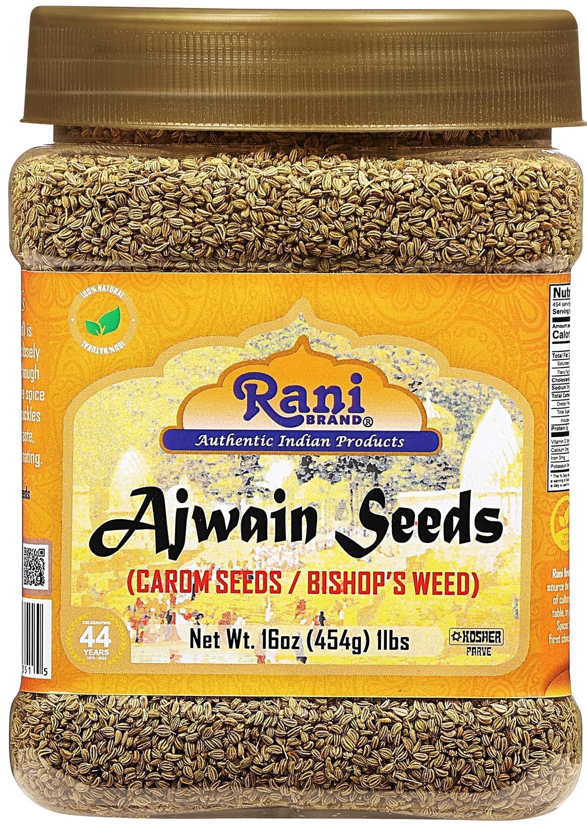 Rani Ajwain seeds in jar front view for premium Indian spice