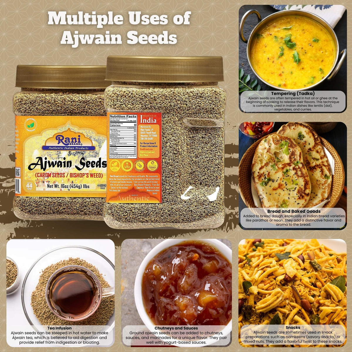 Rani Ajwain seeds jar side angle showcases packaging and freshness