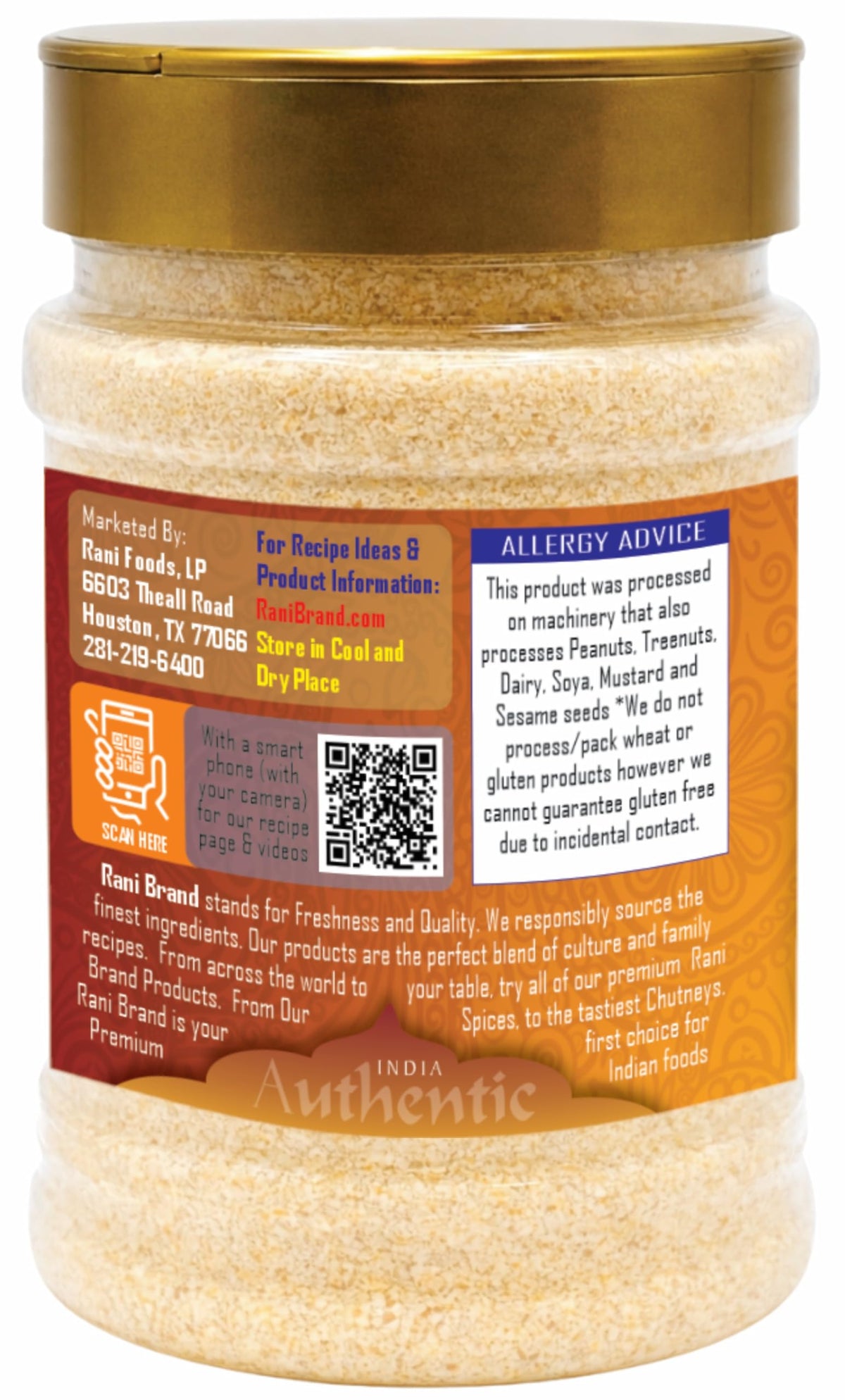 Resealed Rani Asafetida Ground jar shows freshness and convenient storage.