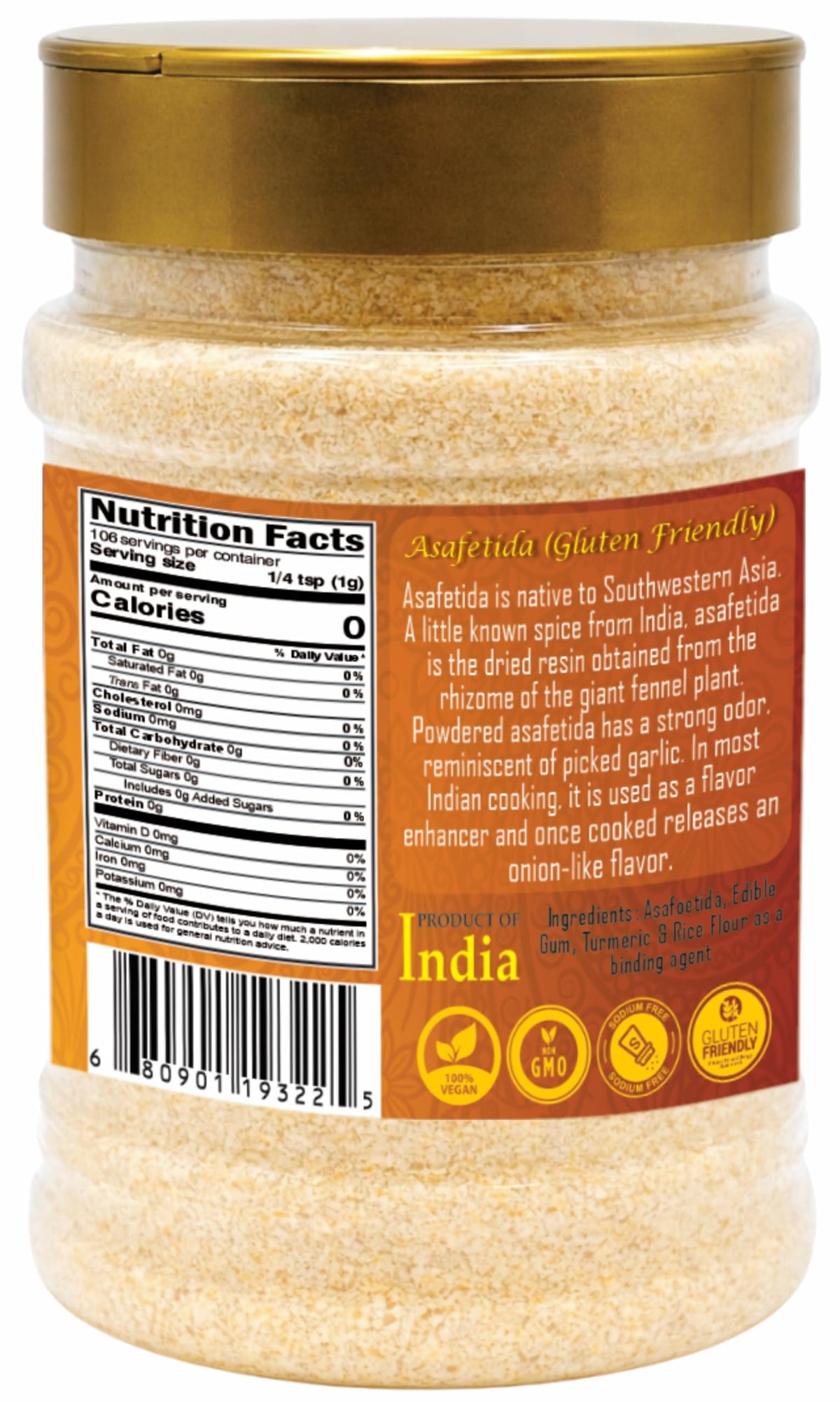 Rani Asafetida Ground on a spice shelf emphasizes authentic Indian seasoning heritage.