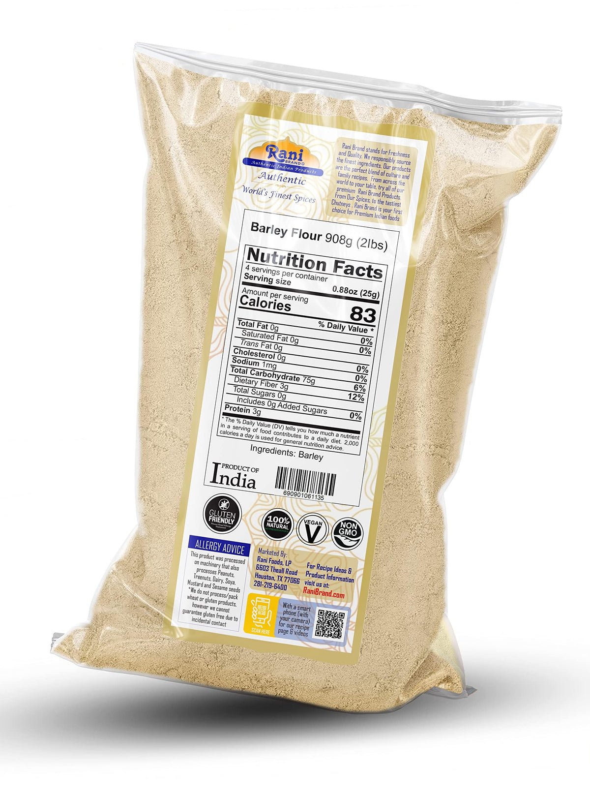 Rani Barley Flour Jav poured into a measuring cup for batter.