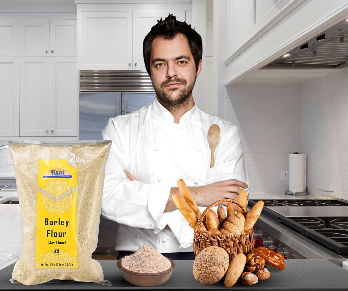 Close-up of stone-ground texture in Rani Barley Flour Jav for premium baking.