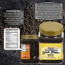 Rani Black Pepper Whole MG-1 label highlights premium spice for home cooking
