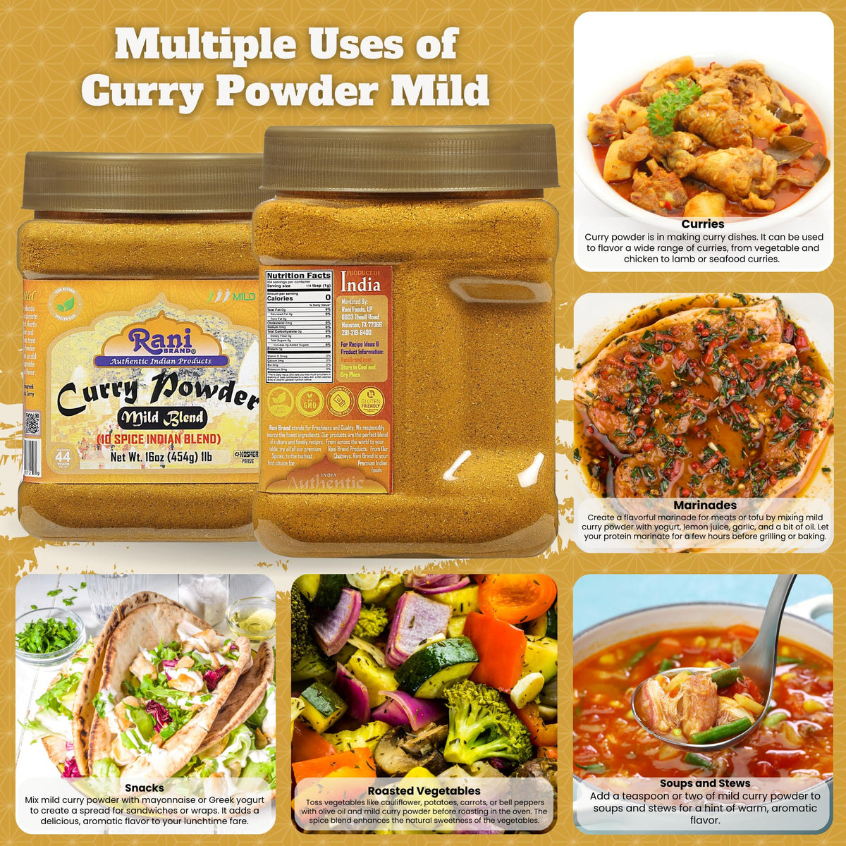 Preparing curry with Rani Mild Powder yields rich aroma and depth.