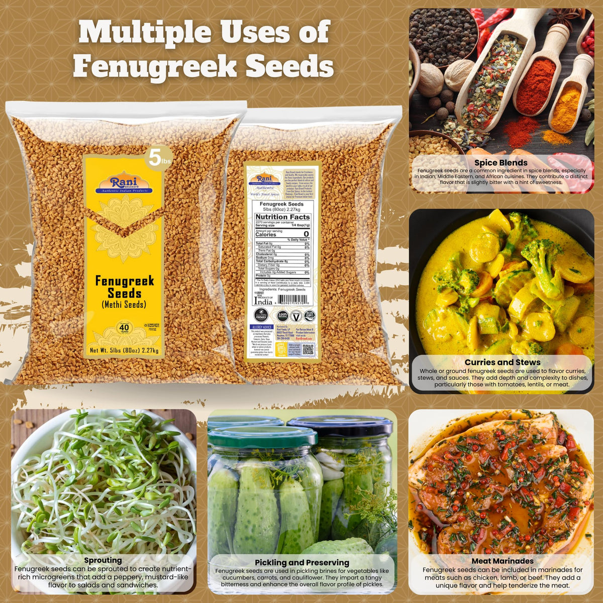 Rani Fenugreek seeds Indian origin for authentic flavor