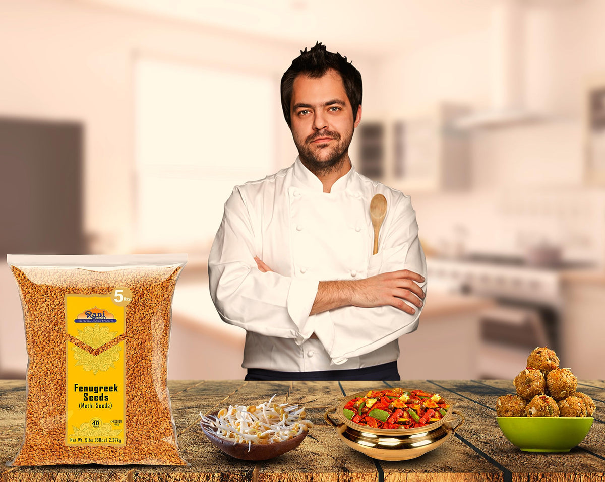 Rani Fenugreek seeds whole on the counter showcasing premium quality