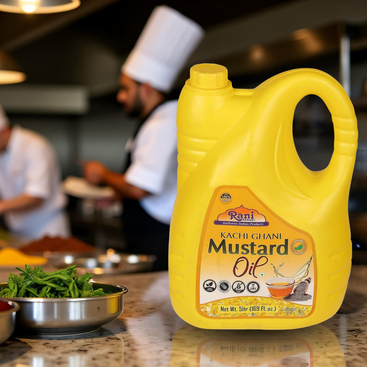 Rani Brand Mustard Oil packaging and ingredients detail