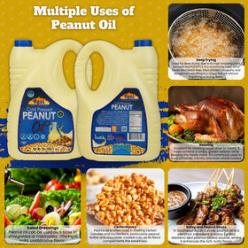 Pouring Rani Brand Peanut Oil into a pan for sautéing
