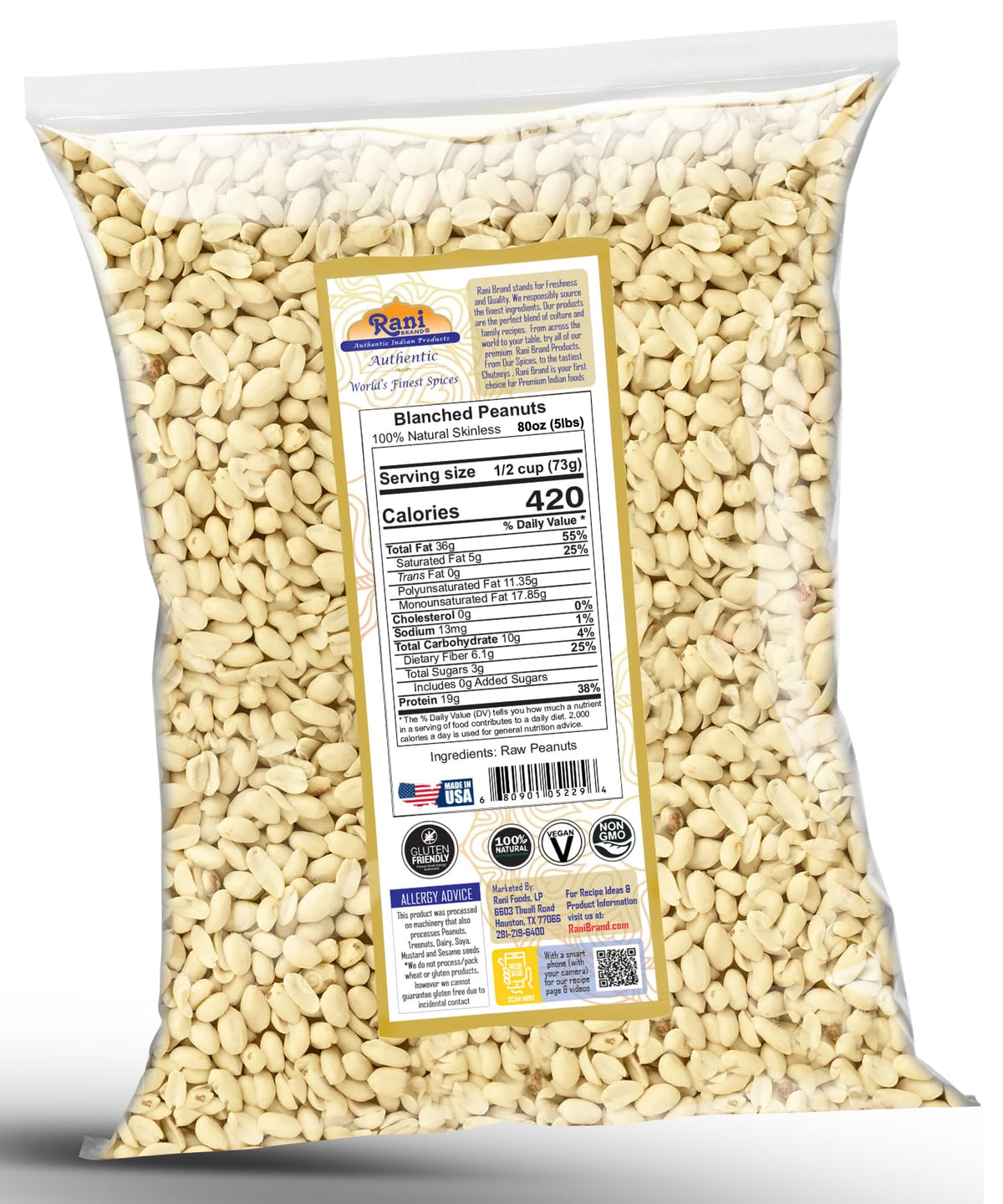 Rani Brand peanuts ready for roasting and baking applications