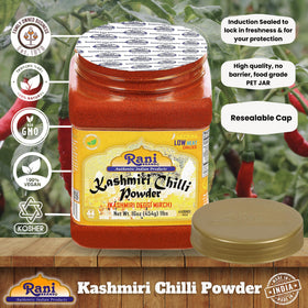 Rani seedless Kashmiri powder reduces heat while preserving aroma.