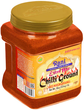 Rani Brand jar on kitchen counter signals authentic Indian flavor.