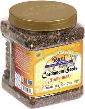 Rani Cardamom jar being poured to infuse flavor into a dish.