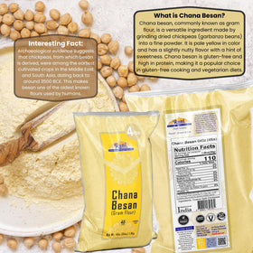 Rani Chana Besan bowl batter demonstrates ready-to-use flour for pancakes and fritters