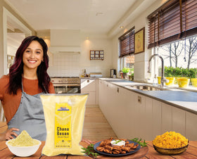 Rani Chana Besan pizza dough demonstrates wheat-free crust with nutty aroma