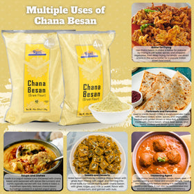 Rani Chana Besan texture closeup shows smooth flour ideal for delicate batters