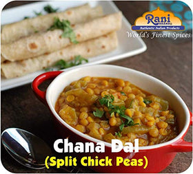 Rani Chana Dal bag opened on counter ready to pour.