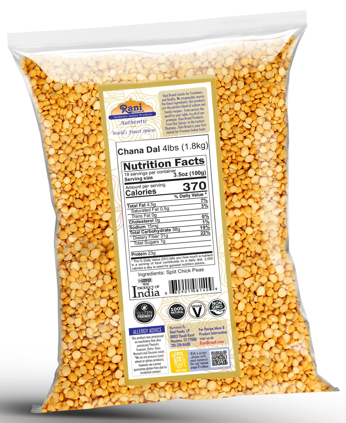 Rani Chana Dal creates hearty vegetarian dishes with protein-rich texture.