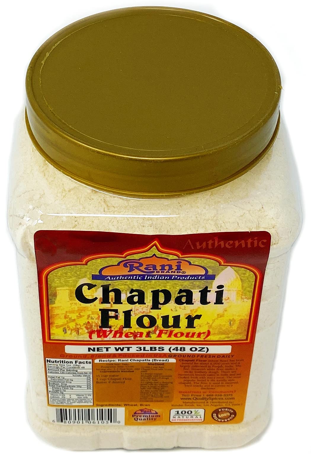 Rani Chapati Flour pour into bowl, ready to make soft rotis