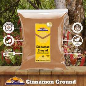 Rani cinnamon powder close up, showcasing fine texture and warm color.