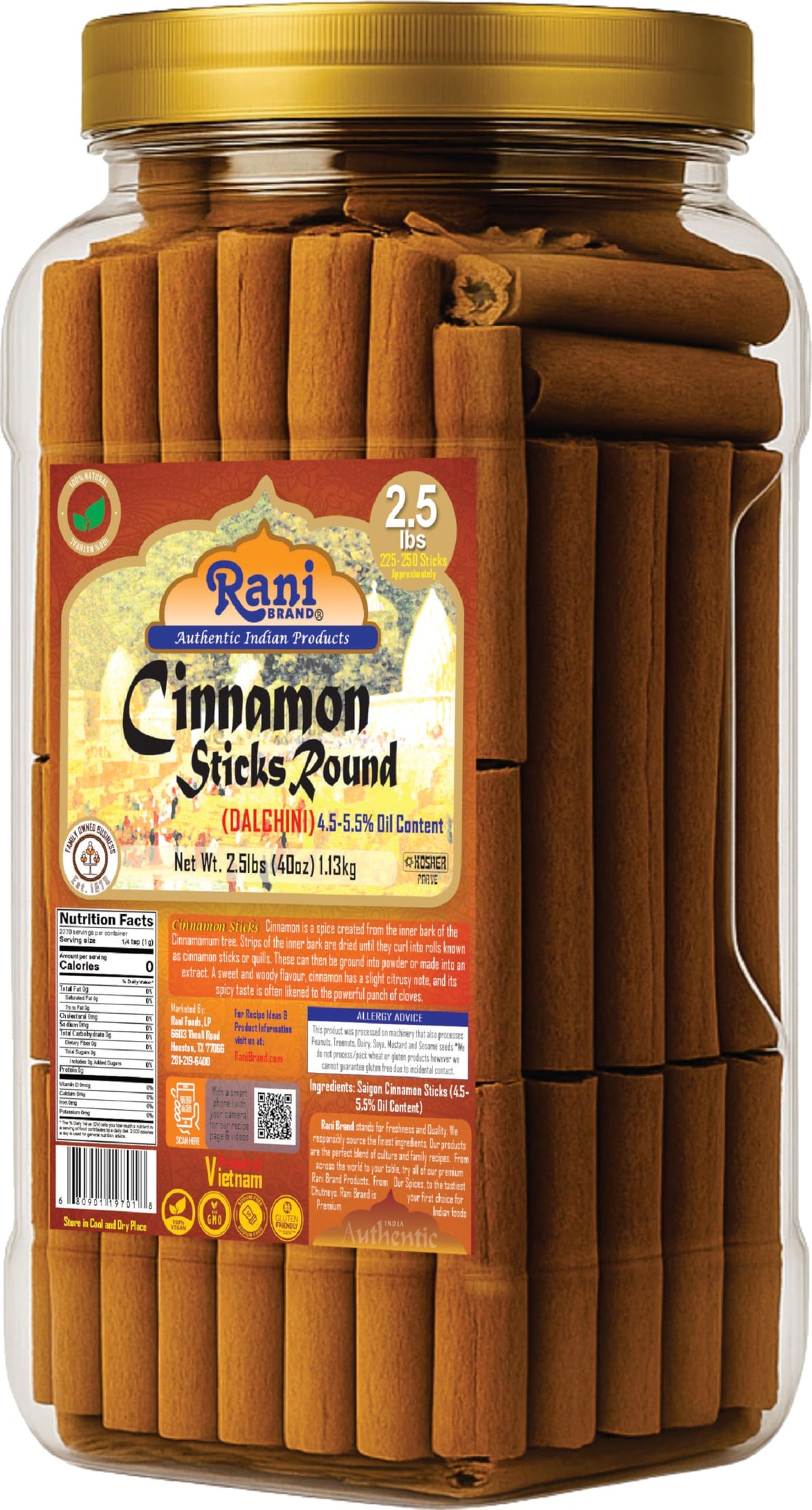 Rani Cinnamon Sticks Kosher, Non-GMO, vegan and gluten-friendly